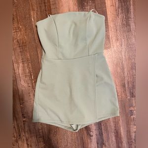 Sage Green Strapless Romper